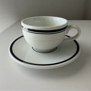 H&M Home White and Black Cappuccino Cup Teacup and Saucer Set
